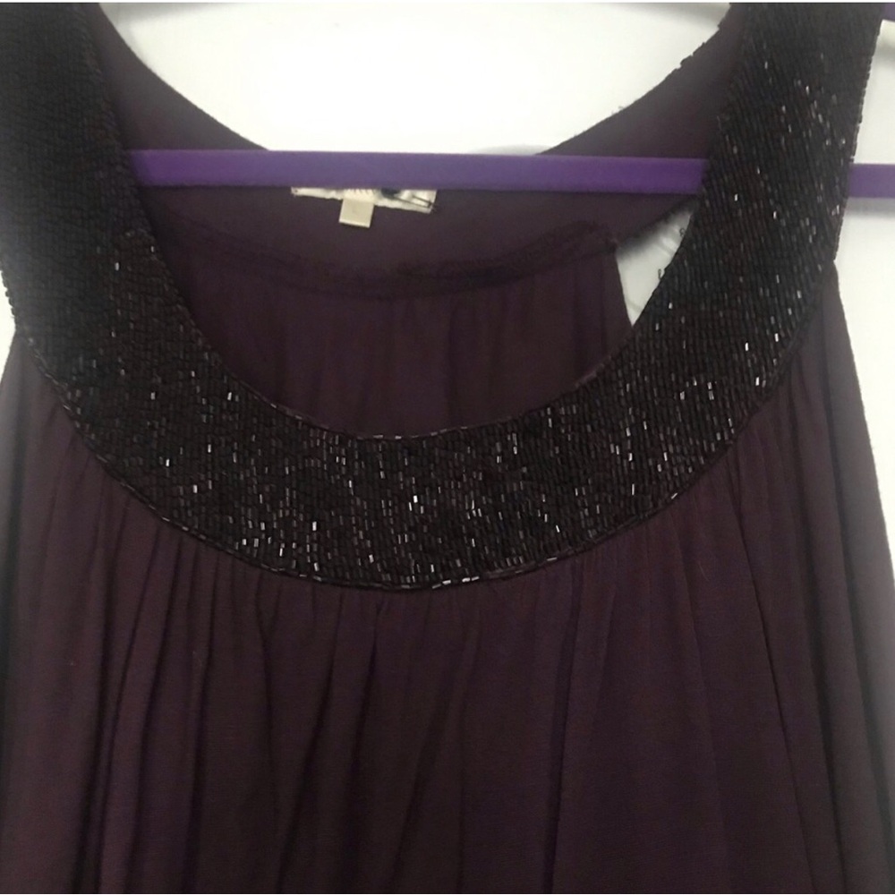 Women's Purple Beaded Neckline Dress NWT Size large